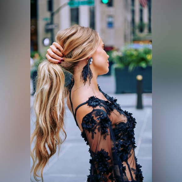 Lace Maxi Dress. Maxi black dress for a special occasion. Luxury Gown Custom - Picture 5 of 7